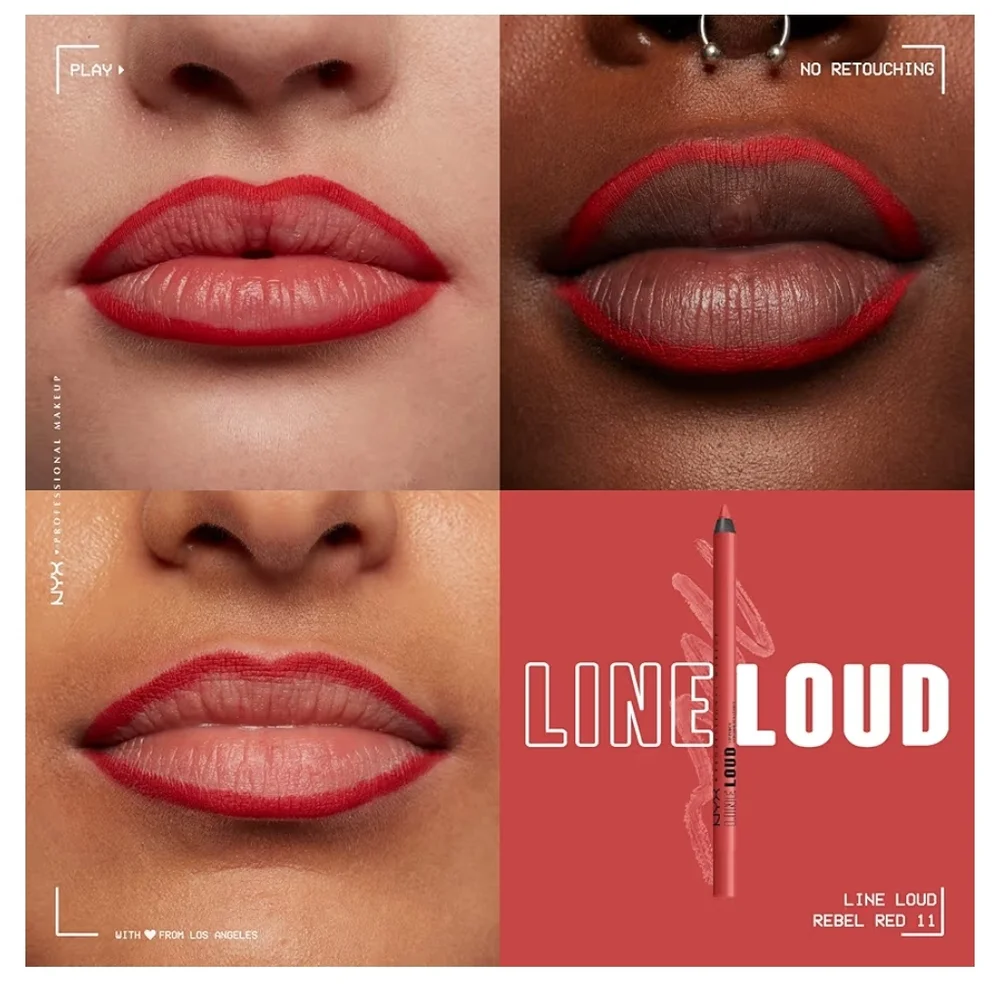 2 x NYX Professional Makeup Line Loud Lip Pencil, Rebel Red